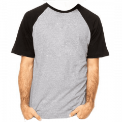 camiseta raglan cinza mescla manga curta cor preta adulto para sublimar ANTI-PILLING