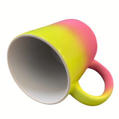 CANECA DE CERÂMICA degradê bicolor FOSCA PINK E AMARELO  - exclusivo