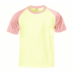 Camiseta Raglan Branca com Manga Amarela
