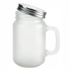 Caneca manson vidro Jateada Tampa e canudo