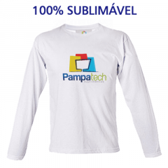 Camiseta Manga Longa Adulto para Sublimar - Tecido Branco