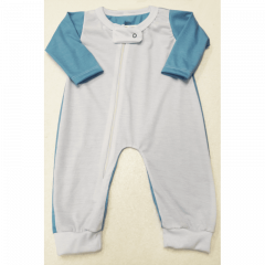 Body Macacão Raglan - Azul Bebê - COM ZIPER NA FRENTE