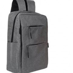 Mochila Cinza c/ 2 Zíper e saída usb