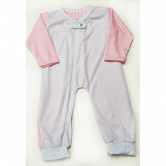 Body Macacão Raglan - Rosa bebê - COM ZIPER NA FRENTE