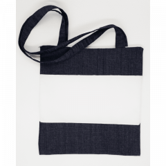 Bolsa Jeans com Zíper - Barra Branca