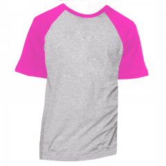 Camiseta RAGLAN CINZA MESCLA - Manga Curta COR ROSA PINK ANTI-PILLING