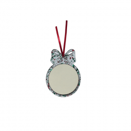 Bolinha Natal acrílico glitter c/ laço (aplique mdf) 3mm