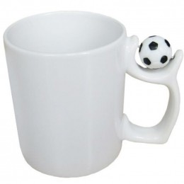 Caneca Cerâmica Alça Bola de Futebol