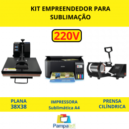 Kit Empreendedor A4 - Completo impressora prensa 38x38 e prensa de caneca 220V