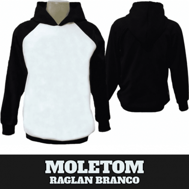 Moletom Branco Raglan com Manga e costas preta