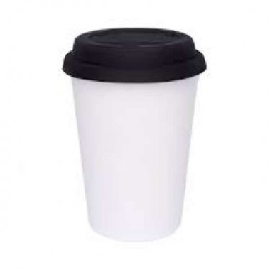 Copo trip branco com tampa preta 300ml