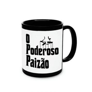 Caneca Preta com Tarja Branca 325ml importada PREMIUM