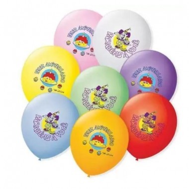 Balão sortido parabéns e feliz aniversário 7" unidade