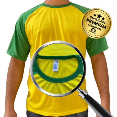 Camiseta Brasil Raglan verde e Amarelo Premium
