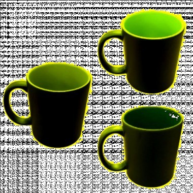 Caneca polímero alça de coração e interno colorido