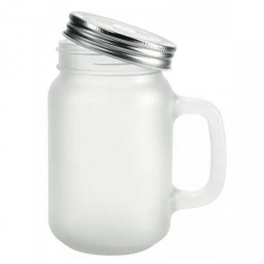 Caneca manson vidro Jateada Tampa e canudo