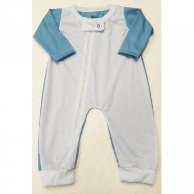 Body Macacão Raglan - Azul Bebê - COM ZIPER NA FRENTE