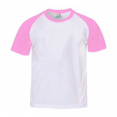 Camiseta Raglan Branca com Rosa claro