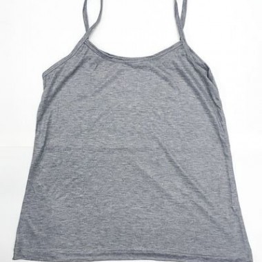 Regata alcinha - cinza mescla - poliéster - Novidade