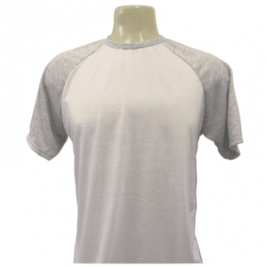 Camiseta raglan BRANCA - Manga Curta COR CINZA MESCLA CLARO