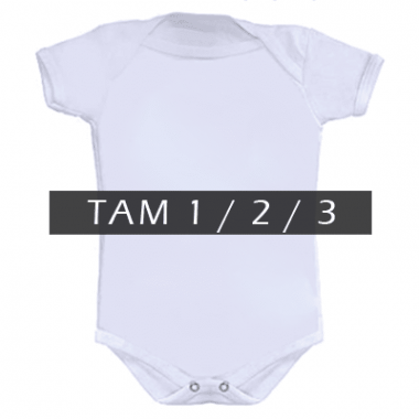 Body CANELADO Bebê Manga CURTA - Branco - TAMANHO 1 / 2 / 3
