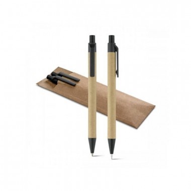 Conjunto lapiseira e caneta reciclada c/ caixinha