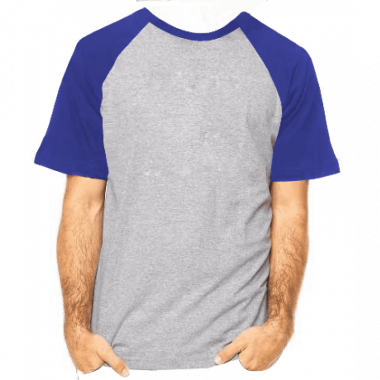 Camiseta Raglan Mescla com Manga Azul Royal ANTI-PILLING