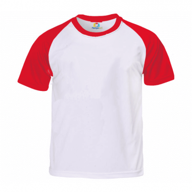 Camiseta Raglan Branca com Manga vermelha