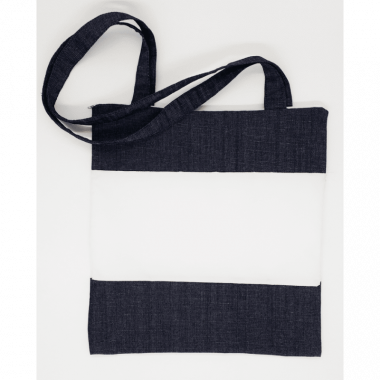 Bolsa Jeans com Zíper - Barra Branca