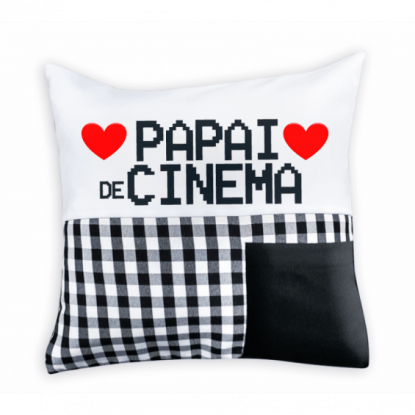 Almofada Xadrez com Bolso 30x30 cm (capa + enchimento)