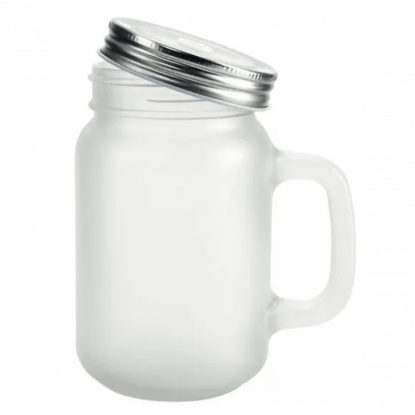 Caneca manson vidro Jateada Tampa e canudo