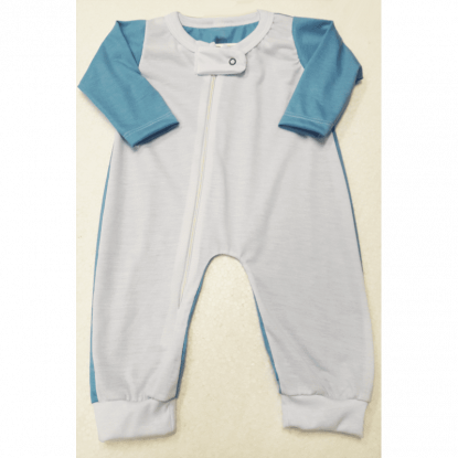 Body Macacão Raglan - Azul Bebê - COM ZIPER NA FRENTE