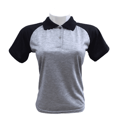 Polo Raglan Mescla com Preto Adulto