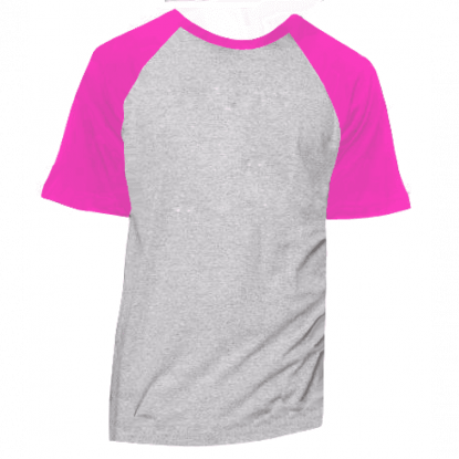 Camiseta RAGLAN CINZA MESCLA - Manga Curta COR ROSA PINK ANTI-PILLING