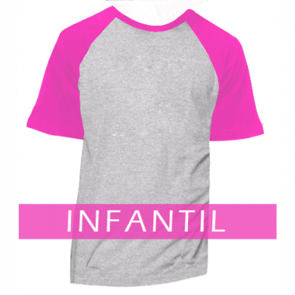 Camiseta RAGLAN Infantil Cinza Mescla - MANGA E GOLA PINK