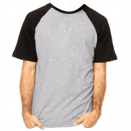 camiseta raglan cinza mescla manga curta cor preta adulto para sublimar ANTI-PILLING