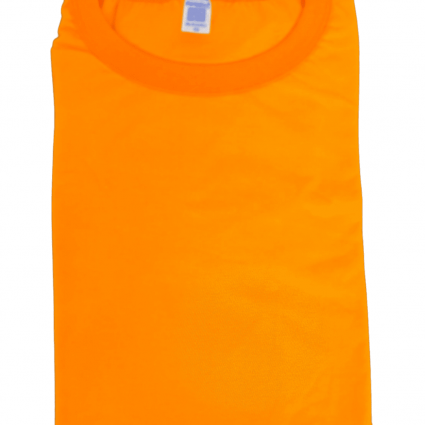 Camiseta Poliéster Branca c/ detalhe na manga laranja - LINHA PREMIUM