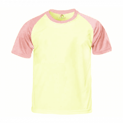 Camiseta Raglan Branca com Manga Amarela