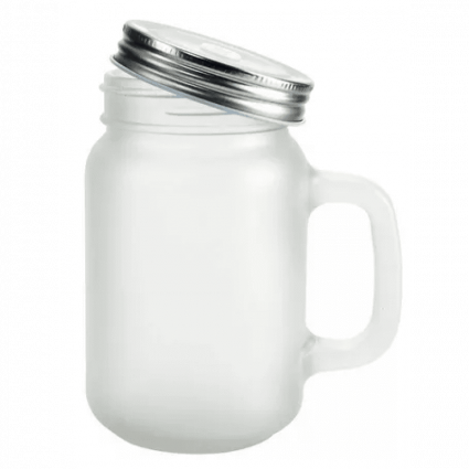 Caneca manson vidro Jateada Tampa e canudo
