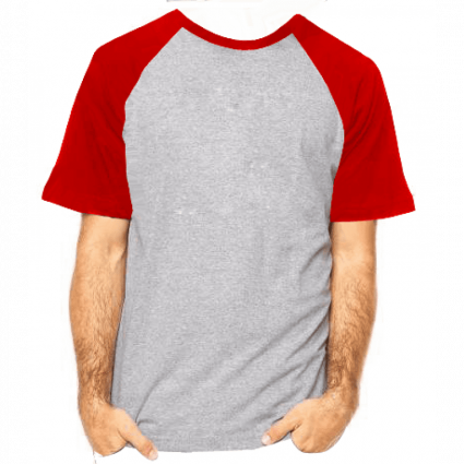 Camiseta RAGLAN CINZA MESCLA - Manga Curta COR VERMELHA ANTI-PILLING