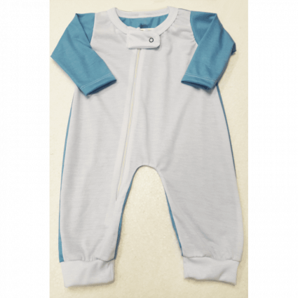 Body Macacão Raglan - Azul Bebê - COM ZIPER NA FRENTE