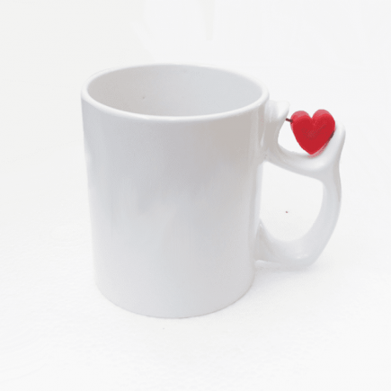 Caneca Cerâmica Alça com coração giratório