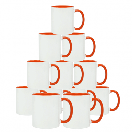 Camiseta Poliéster Branca c/ detalhe na manga laranja - LINHA PREMIUM