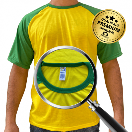 Camiseta Brasil Raglan verde e Amarelo Premium