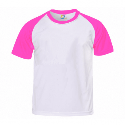 Camiseta Raglan Branca com pink