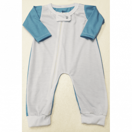 Body Macacão Raglan - Azul Bebê - COM ZIPER NA FRENTE