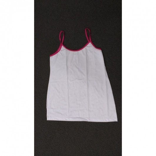 Camisola branca Adulta - Alça Detalhe em Rosa