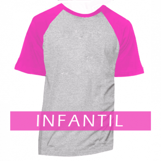 Camiseta RAGLAN Infantil Cinza Mescla - MANGA E GOLA PINK