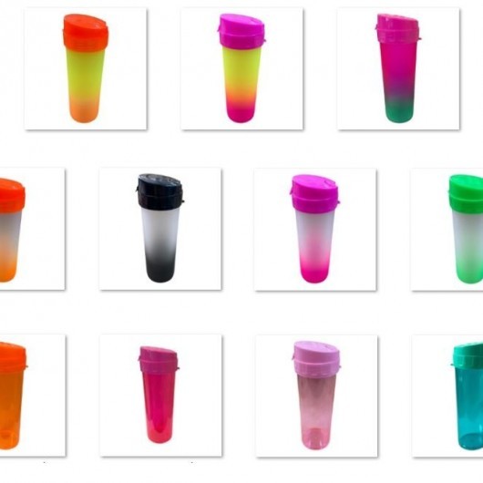 Garrafa Squeeze Degradê tampa abre e fecha 475ml