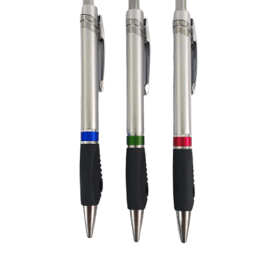 Caneta plástica Prata com detalhe colorido 709D